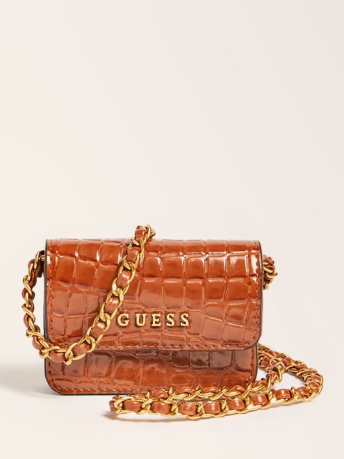 Funda Para Tarjetas De Credito Con Estampado De Cocodrilo Marron Guess