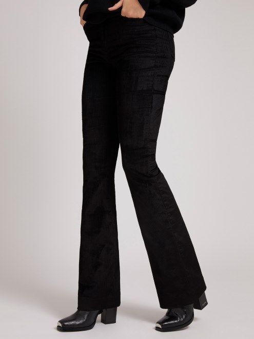 Guess Pantalon De Mezcla De Algodon Terciopelo Negro