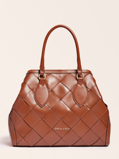 Bolso De Mano Marron Giorgia Luxe Cuero Real Guess