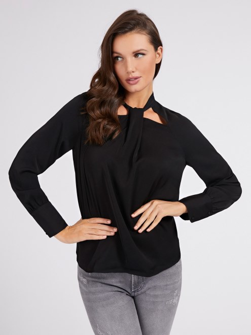 Guess Top Plano Drapeado Negro