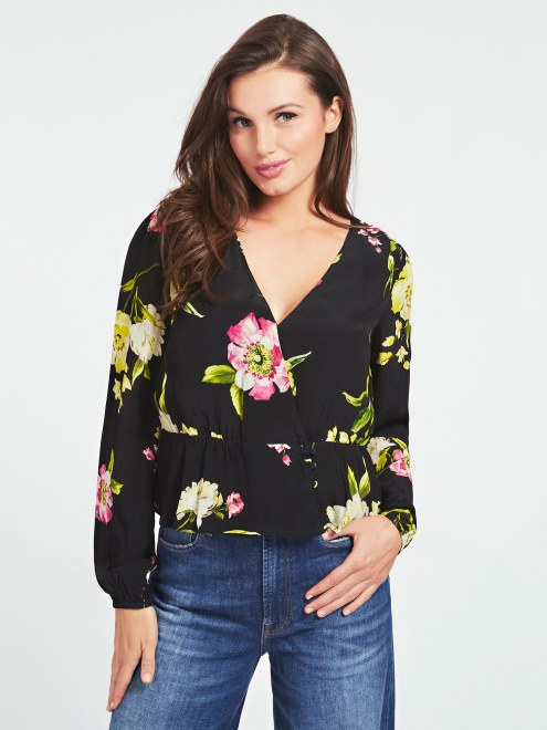 Blusa Con Estampado De Fantasia Floral Por Todas Partes