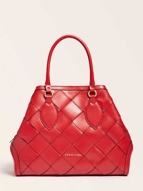 Bolso De Mano De Cuero Genuino Guess Giorgia Luxe Rojo
