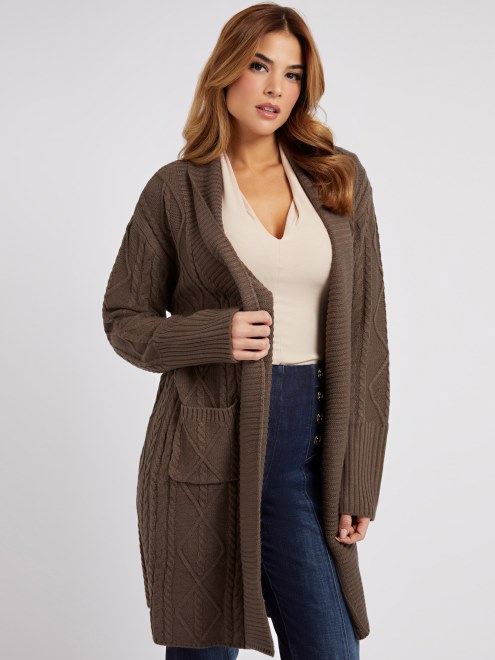 Cardigan En Mezcla De Lana Marron Guess