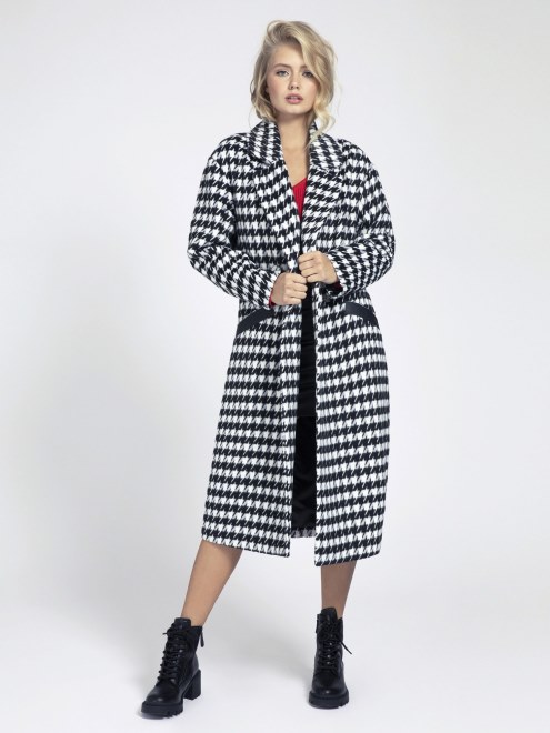 Abrigo Pied De Poule En Mezcla De Lana Negro Multi Guess