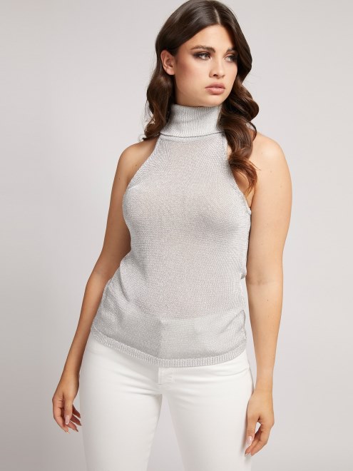 Jersey Translúcido Con Efecto Dorado Plateado De Guess.