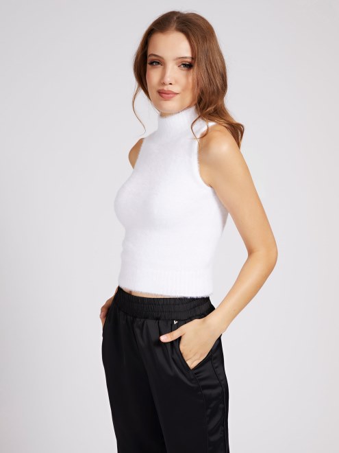 Jersey Cuello Alto Sin Mangas Guess Blanco