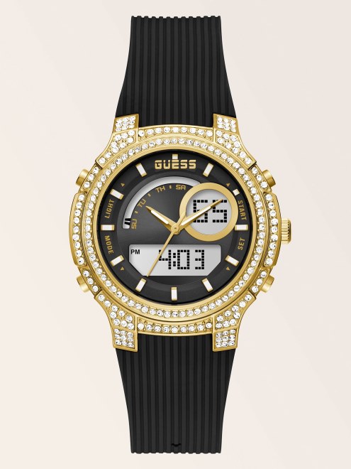Reloj Digital Plateado De Cristal Guess