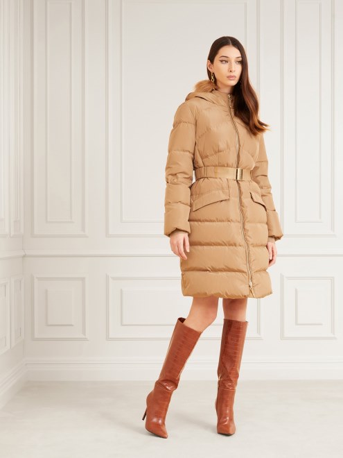 Adivina Chamarra Beige Real Marciano Plumón Satinado