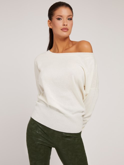 Jersey De Mezcla De Cachemira Guess Blanco