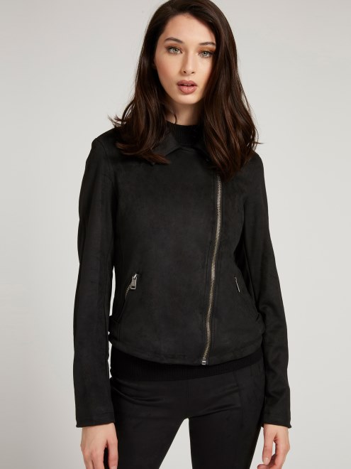 Chamarra De Piel Sintética Negra Guess