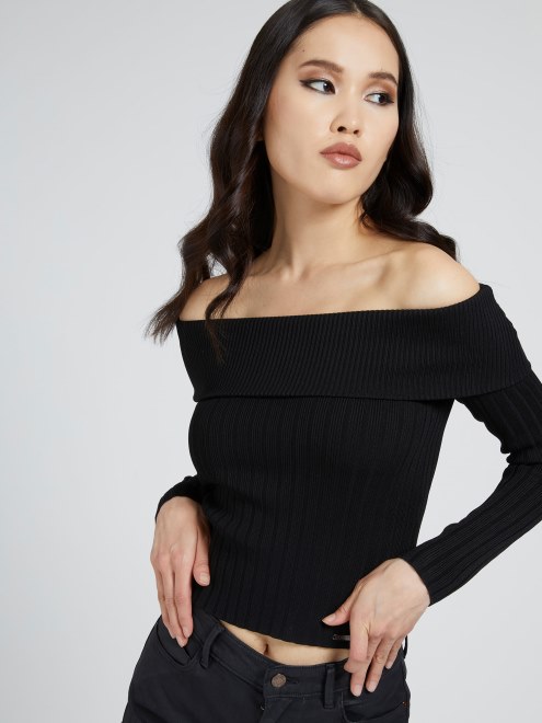 Jersey Hombros Descubiertos Guess Negro