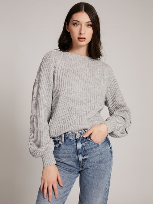 Jersey De Canalé En Mezcla De Lana Gris Multi Guess