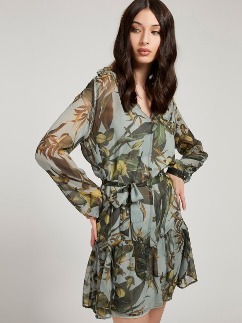 Estampado Vestido Arrugado Adivinar Patrón Multicolor