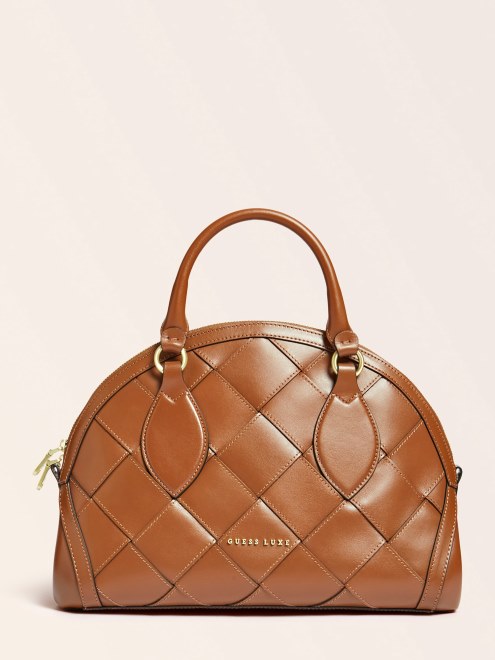Bolso De Mano Guess Brown Giorgia Luxe De Piel Auténtica