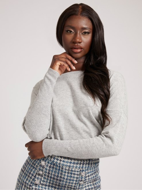 Jersey De Mezcla De Cachemira Gris Con Multiples Conjeturas