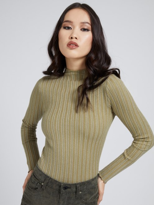 Jersey De Cuello Alto En Mezcla De Viscosa Verde Guess