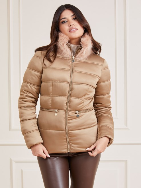 Chaqueta Acolchada Marciano Satin Beige Guess