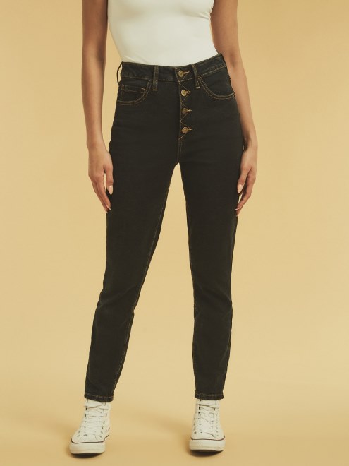 Guess Pantalón Vaquero Ajustado Con Botones Negro