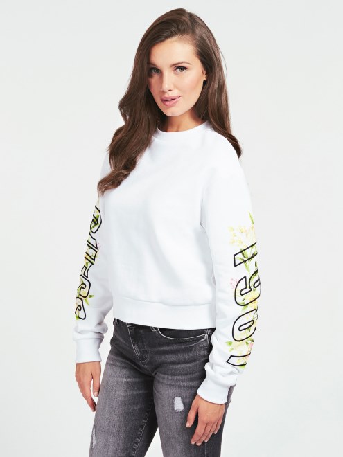 Sudadera Con Logo Bordado Guess Blanco