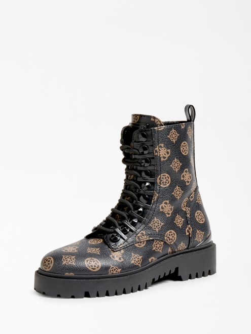 Botas De Combate De Peonia Con Logotipo Oxana 4g De Guess Marrones