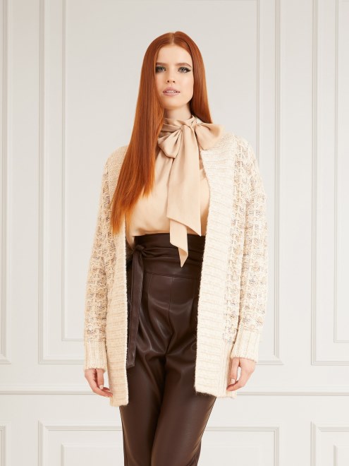 Cárdigan En Mezcla De Lana Marciano Crema Guess