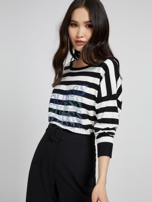 Suéter Con Logo De Pedrería Adivinar Patrón Multicolor