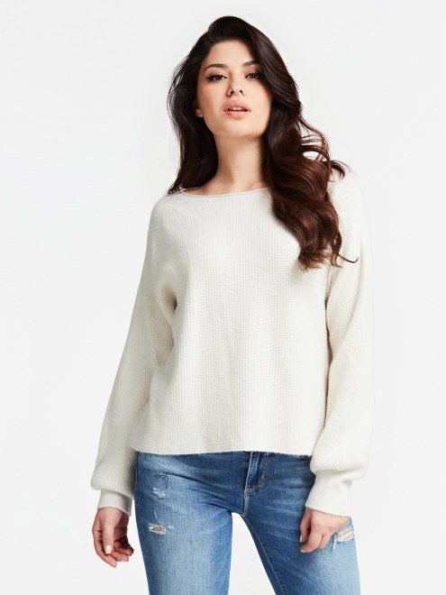 Jersey Con Estampado De Jacquard En Crema Guess