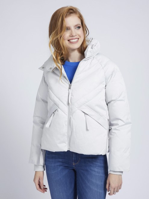 Chamarra Acolchada De Jacquard De Adivinar Gris Claro