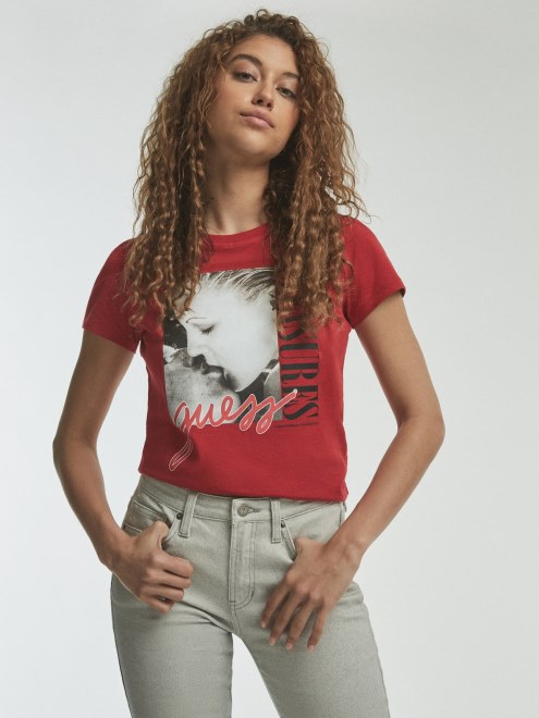 Crop Top Estampado Rojo Colocado Adivinar