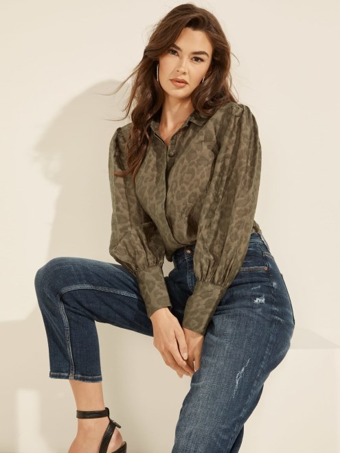 Guess Camiseta Estampada Animalier Verde