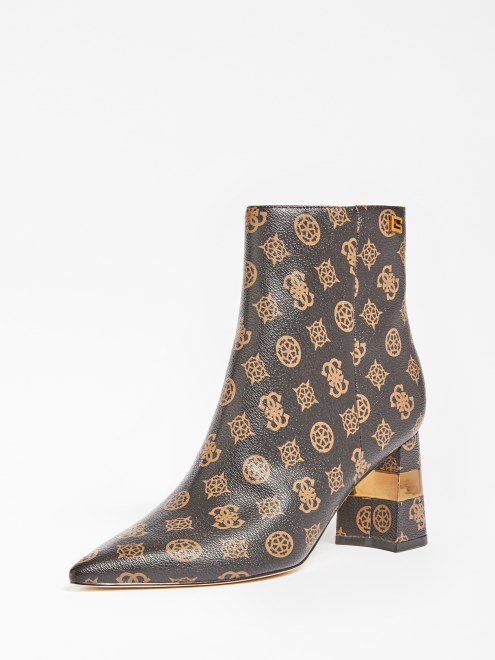 Botines Con Logo De Peonía 4g Maisy Marrón De Guess