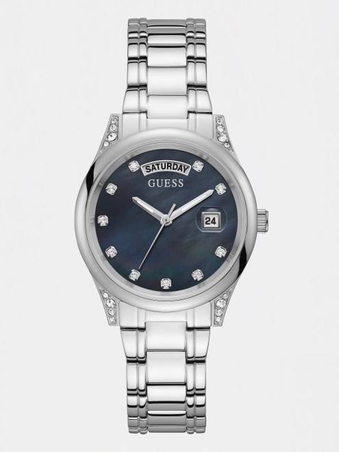 Reloj Analogico Guess Data Plata