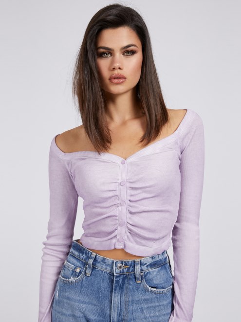Guess Top Lila Con Cierre De Botones