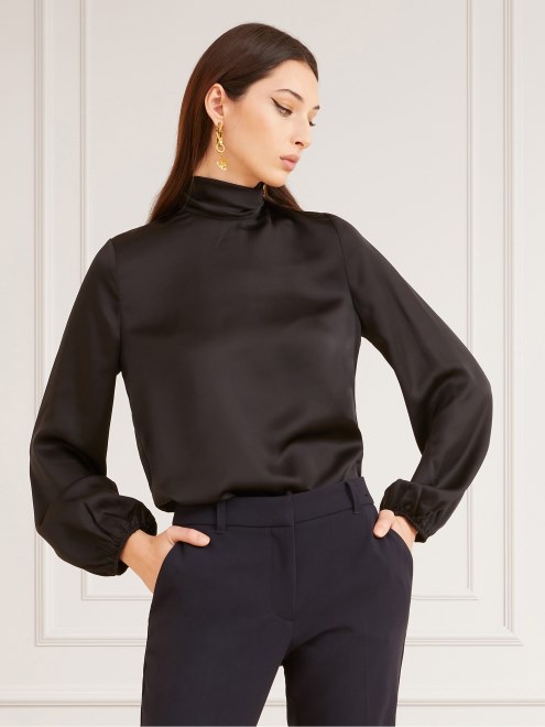 Blusa Satin Marciano Negra Adivinar