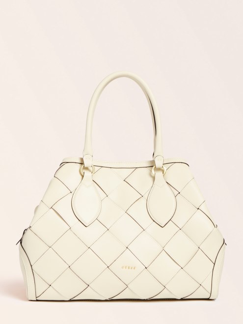 Bolso De Mano Giorgia Luxe De Piel Auténtica Blanco Guess