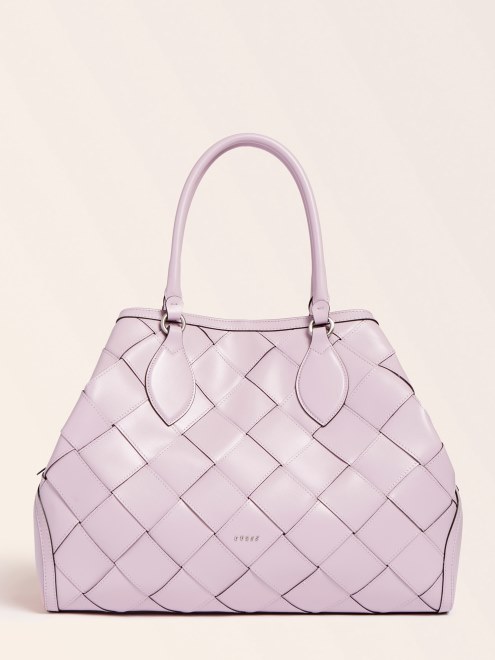 Bolso Giorgia Grande De Lujo En Piel Auténtica Lila Guess