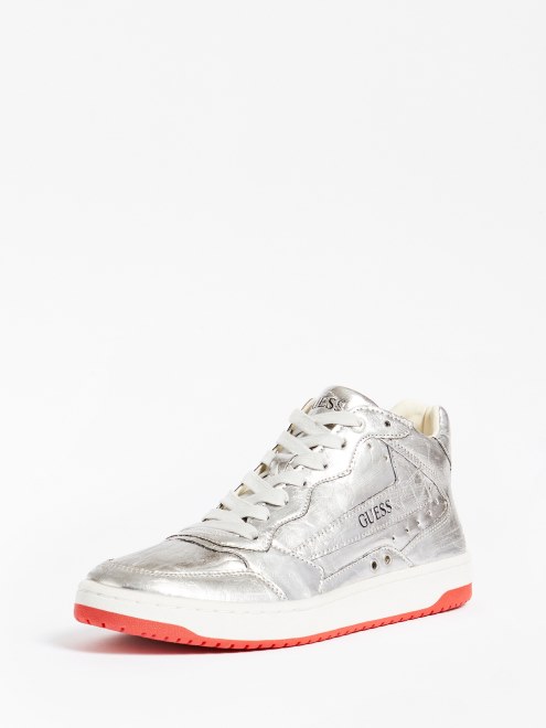 Pesaro Zapatillas Altas Laminadas Guess Plata