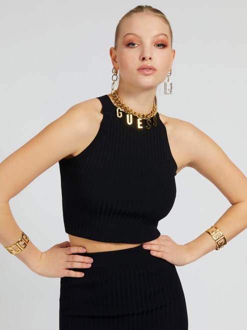 Crop Top Suéter Negro Supongo