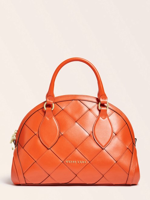 Bolso De Mano Guess Naranja Giorgia Luxe De Piel Auténtica