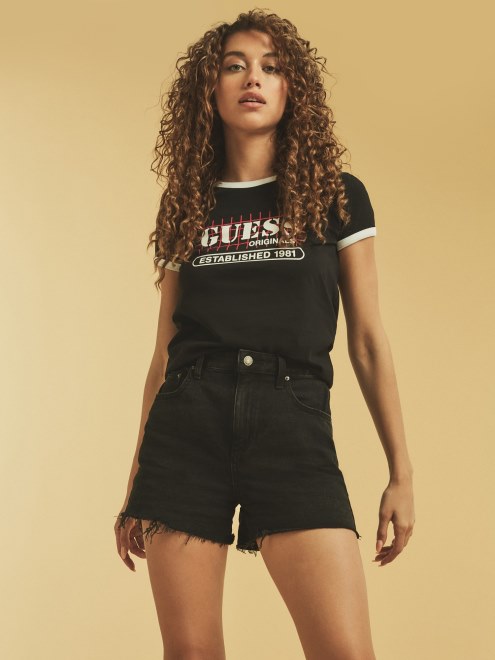 Camiseta Con Logo En La Parte Delantera De Guess Negro Multi