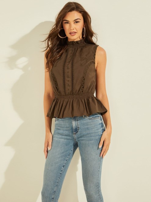 Top De Algodon Bordado Adivinar Marron