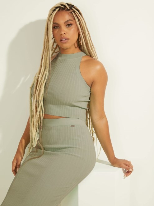 Top De Suéter Corto Verde Guess