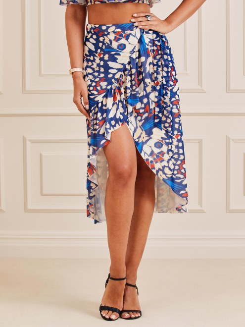 Falda Con Estampado Integral De Marciano En Azul Multi De Guess