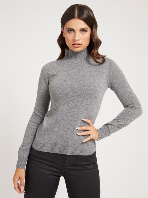 Jersey De Mezcla De Cachemira Y Cuello Alto De Guess Gris