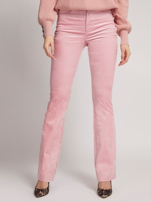 Guess Pantalon Mezcla Algodon Terciopelo Rosa
