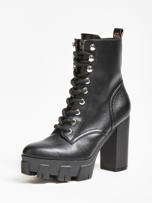 Botas Militares Aspecto Brillante Neesha Marrones Adivinar