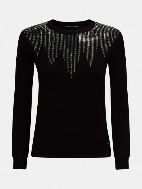 Jersey Guess Aplique Joya Negro