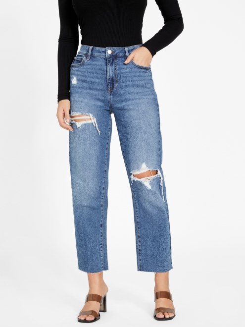Adivinar Jeans Rectos Desgastados Doja Destruidos Medianos