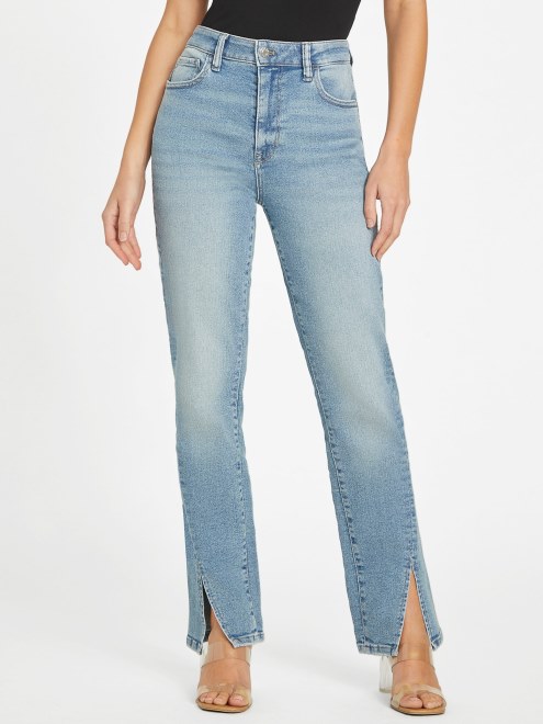 Chaya Jeans De Tiro Muy Alto Con Dobladillo Dividido Adivinar Lavado Claro