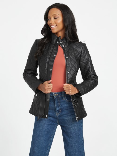 Chaqueta De Piel Sintetica Danica Negro Azabache Adivinar